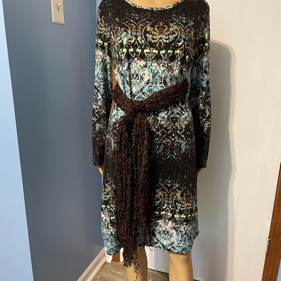 Women’s Brown & Turquoise/Blue Knit Dress, Size Medium - Picture 9 of 13